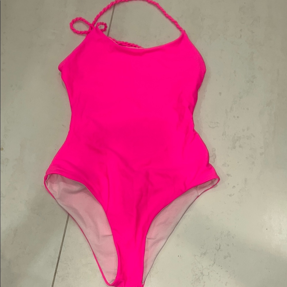Neon Pink Strappy Swimsuit One-Piece